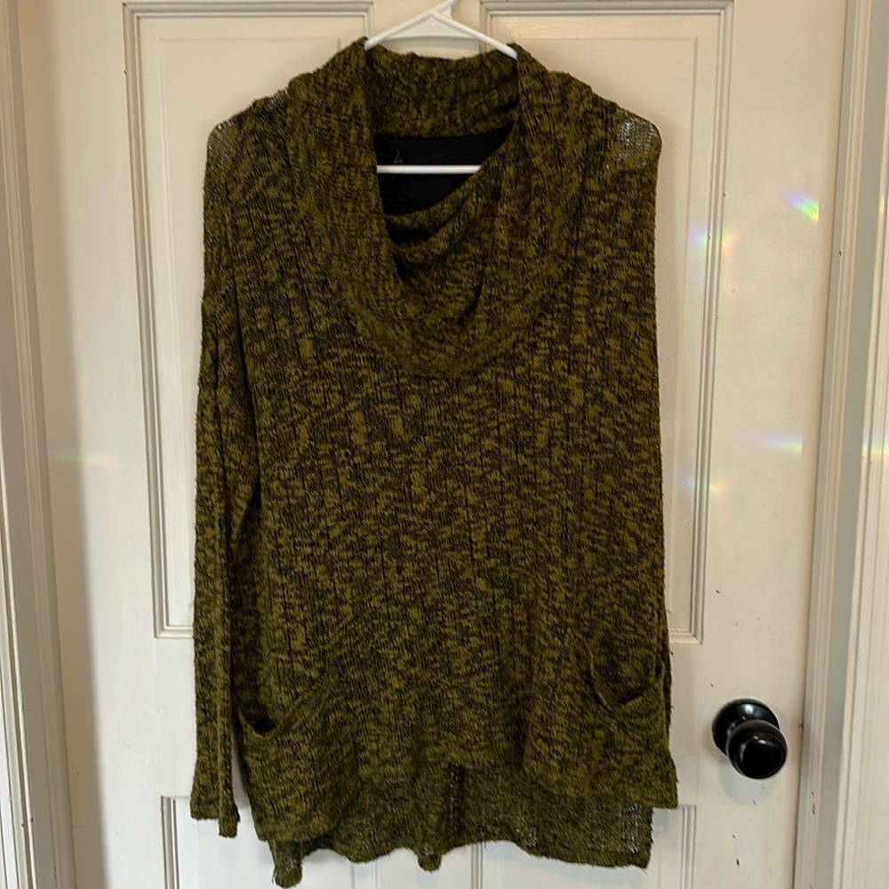 Miraclesuit Women's‎ Cowl Neck Crochet Knit Olive Sweater. Size Medium